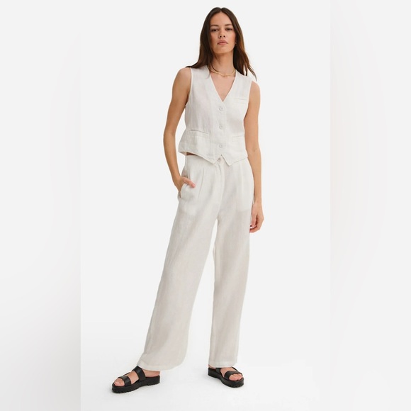 NWT Size XL Tan vneck Sleeveless Button Down Pockets Linen Vest - Mate the Label - Picture 15 of 15